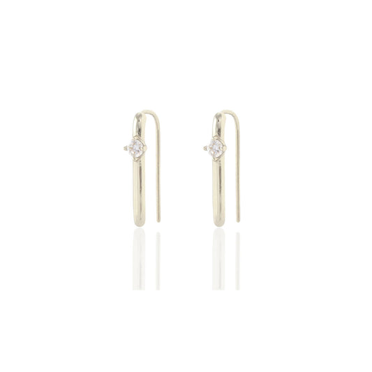 Arc Pull Through Hoop Earrings with Crystal Sterling Silver