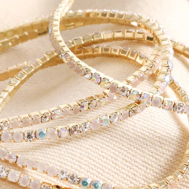 Delicate Mix Diamanté Tennis Bracelets In 5 Pack