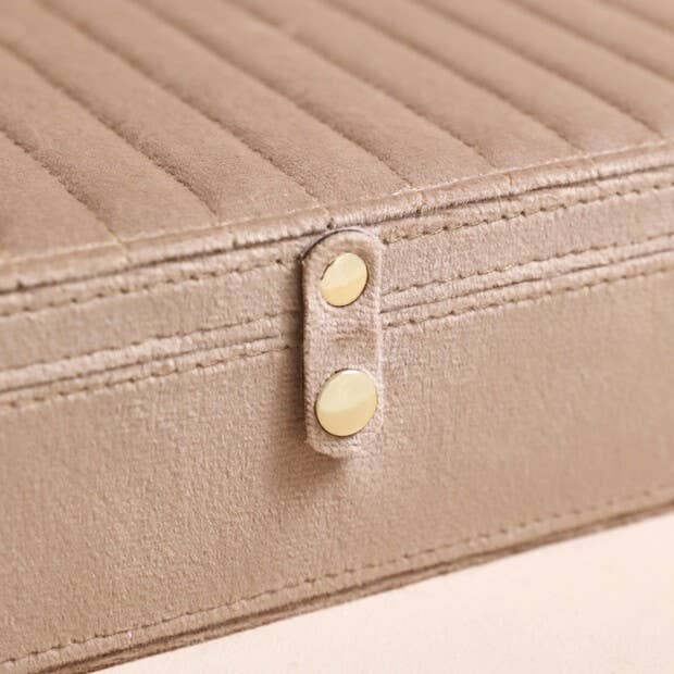 Jewelery Box - Taupe Quilted Velvet