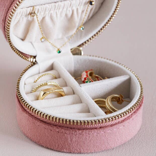 Jewellery Case - Rose Pink Velvet