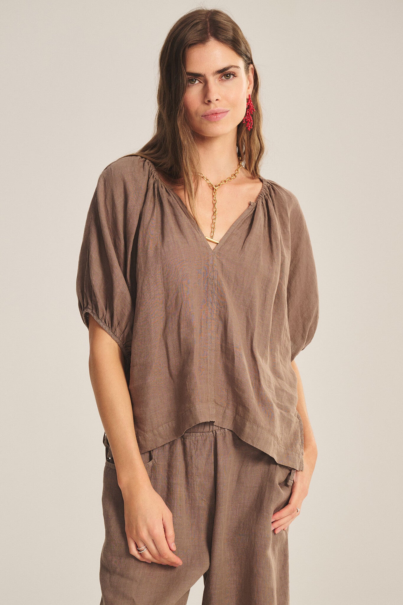 Velvet Cosette Woven Linen top